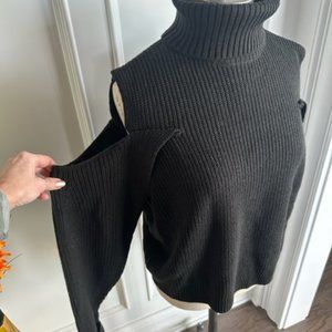 Black Cold Shoulder Sweater NWT.